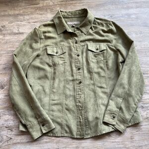 Croft & Borrow Jacket Women's Large Green Olive Vintage 90s Fall Button Up